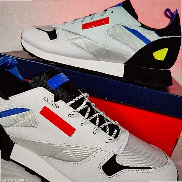 Reebok US 13 Men's White Black Blue Red Yellow Retro Classic Ree Dux FV3206 NIB