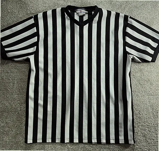Referee Jersey Band V-Neck Short Sleeve Teamwork Athletic Apparel Made In USA XL