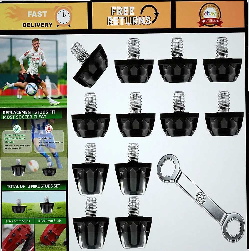 Replacement Soccer Cleats Studs 13PCS TPU Spikes & Wrench for M5 Thread Boots