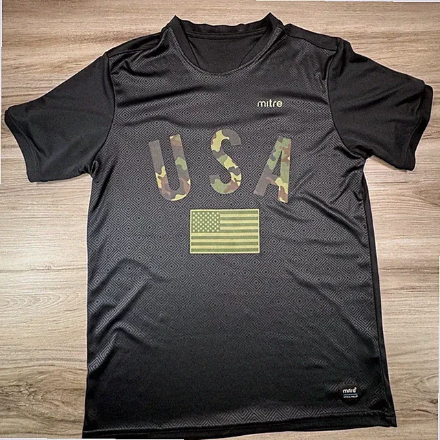 Retro 2020 Mitre Mens USA Soccer Jersey Black Camo American Flag streetwear