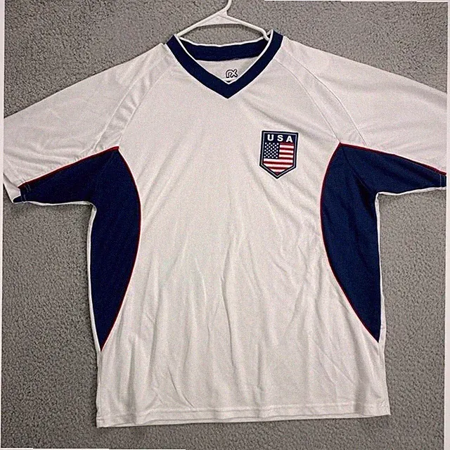 Rhinox Jersey Mens XL Navy White USA Soccer Training American Flag Activewear