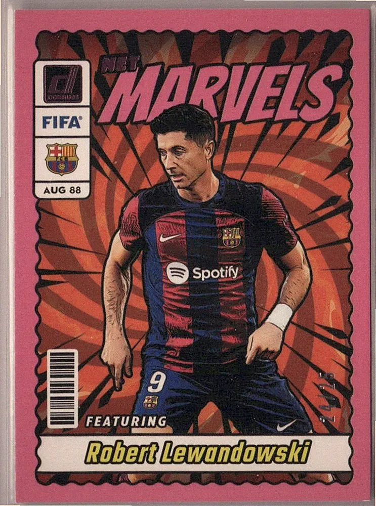 Robert Lewandowski SSP 2023-24 Donruss Soccer Net Marvels Pink 24/25 #19 FCB