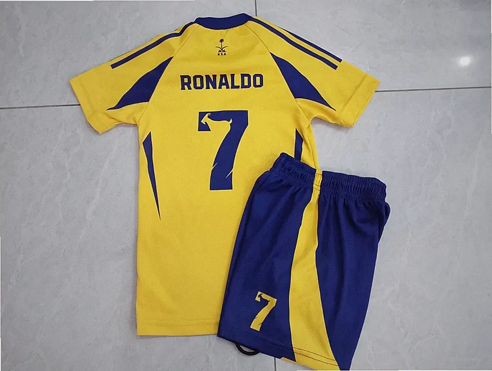Ronaldo #7 Yellow Blue Fan Inspired Soccer Kit ? Jersey & Shorts Set for Kids an