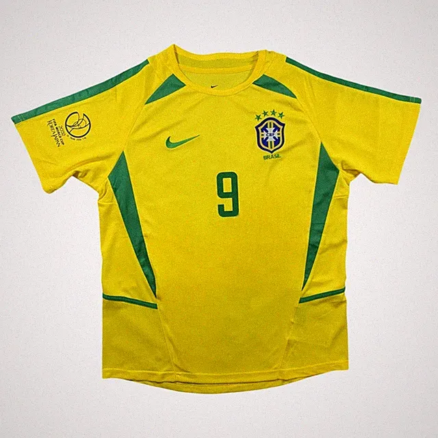 Ronaldo #9 Brazil 2002 World Cup Home Jersey – Men’s Retro Soccer Shirt - NEW