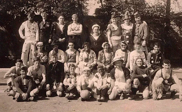 RPPC 1930s Soccer Football Team Dressed in Costumes Vintage Real Photo Postcard
