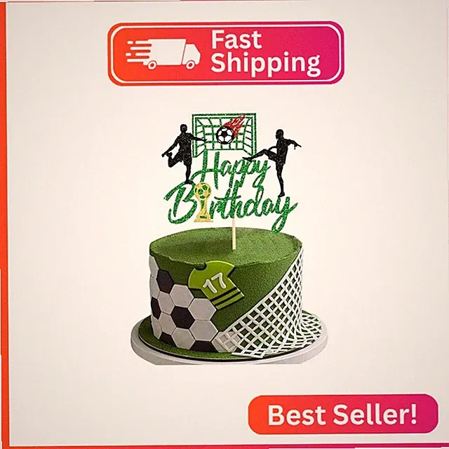 Rsstarxi 1 Pack Soccer Happy Birthday Cake Topper Glitter Happy Birthday Sign Tr