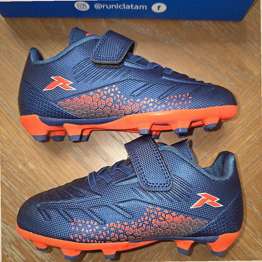Runic Bravo-VLC4 Kids Soccer Cleats Navy Orange Size 9 Toddler EUR 27 New