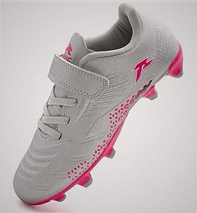 RUNIC Kids Unisex Soccer Cleats Hook & Loop Closure Gray/Pink