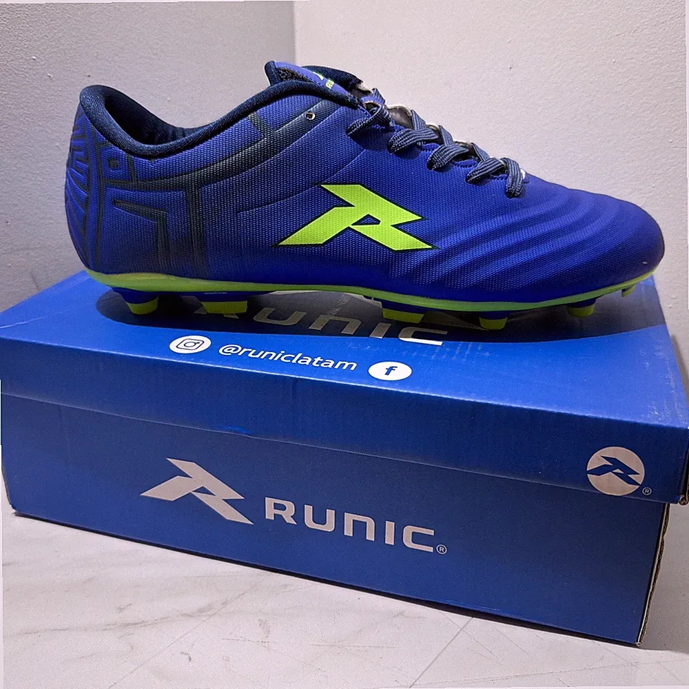 Runic Size 9 - Cleats - Blue - Brand New In Box - Royal Navy Neon Green - Soccer