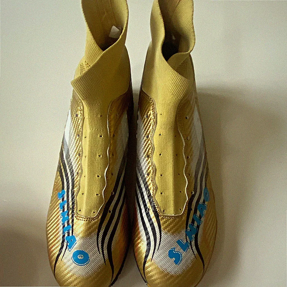 S.LIENIAO Sz 46 EU Men’s Soccer Turf High Top Slip-On Shoes Gold RARE ***