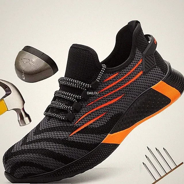 Safety Shoes Men Puncture-Proof Work Sneakers Steel Toe Boots Indestructible