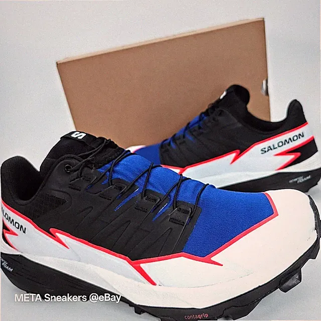 Salomon Thundercross US 11 Men's Black White Blue Trail Running Speed Lace New