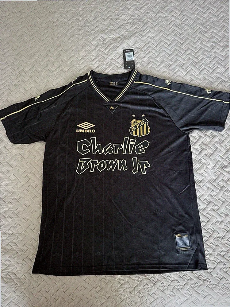 Santos S.F.C. Charlie Brown Jr Black/Gold Soccer Jersey Shirt 3XL