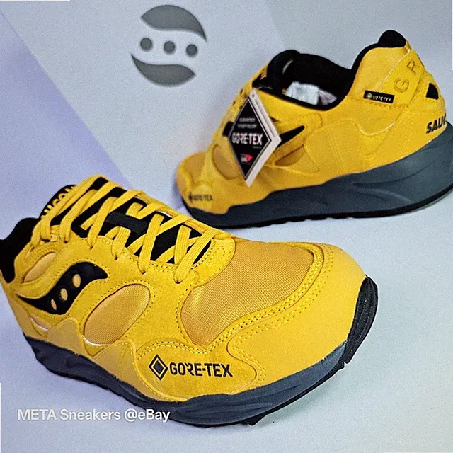 Saucony GTX US 14 Men Yellow Black Grey Retro Shadow Grid Gore-Tex -S70840 1 NIB