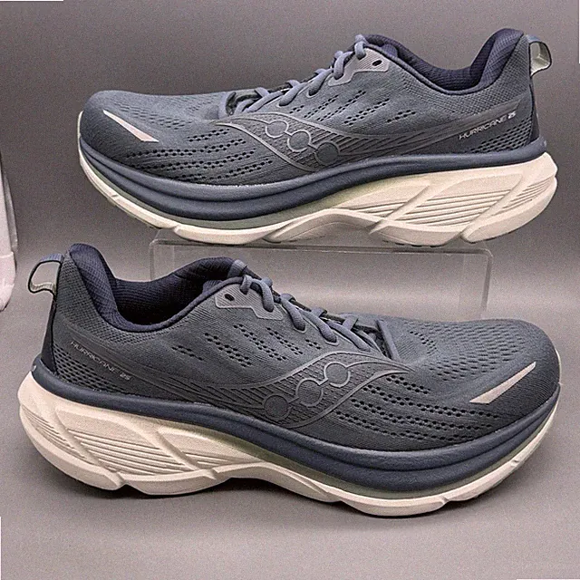 Saucony Hurricane 25 Men 12 2E Wide Road Running Gym Training Shoes Blue WORN 1X