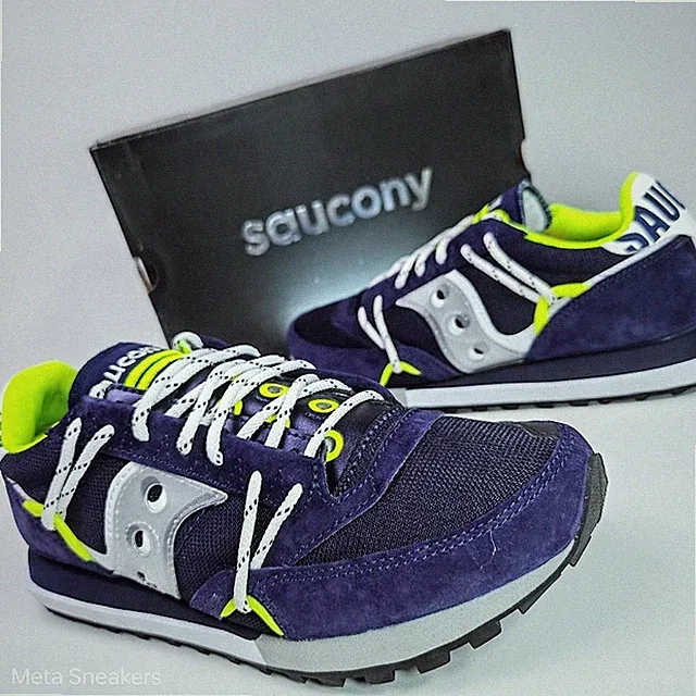 Saucony US 9 Mens Navy Blue Silver Volt White Retro Runner Jazz DST S70528 9 NIB