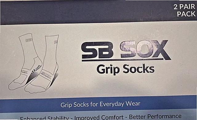 SB SOX Non-Slip Grip Socks 2 Pack Anti-Slip Athletic Yoga Pilates Socks White Gr