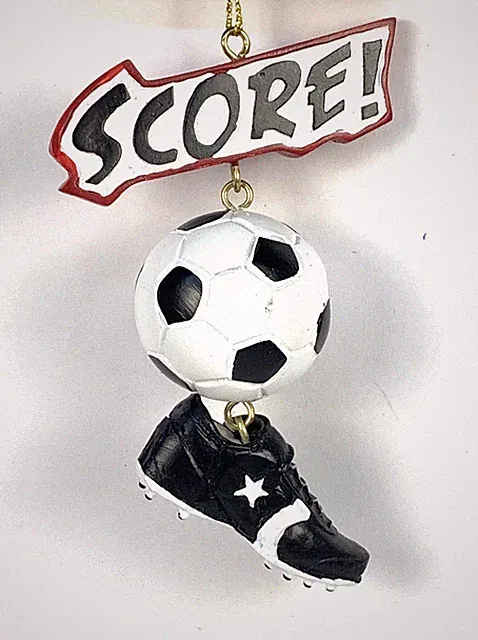 Score! Soccer Ball Sneakers Christmas Ornament Resin 3.5”x 2.5”x 1” Hobby Lobby