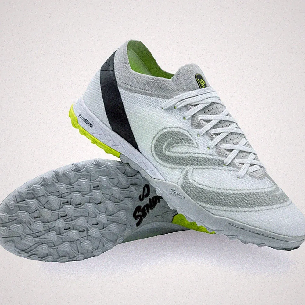 SENDA Pampa Pro Turf Soccer Cleats, Unisex 10 Women/9 Men White/Grey/Lime