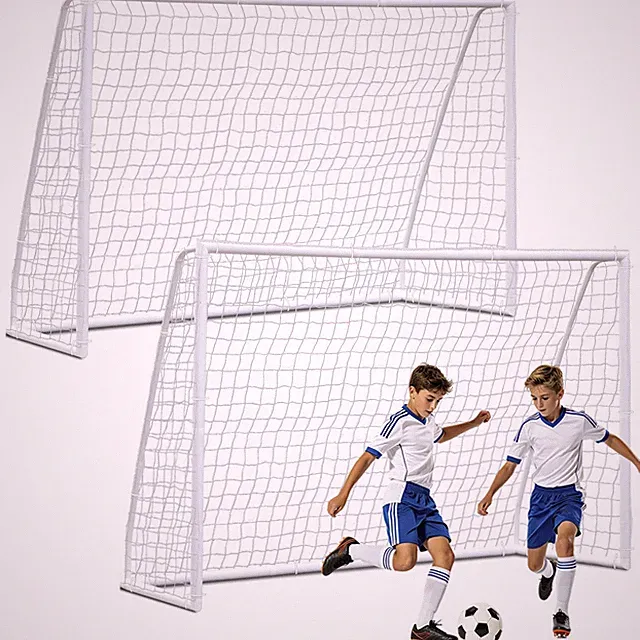 Set of 2 10x6.5'Soccer Goals for Backyard Kids & Adults Training Net w/PVC Frame