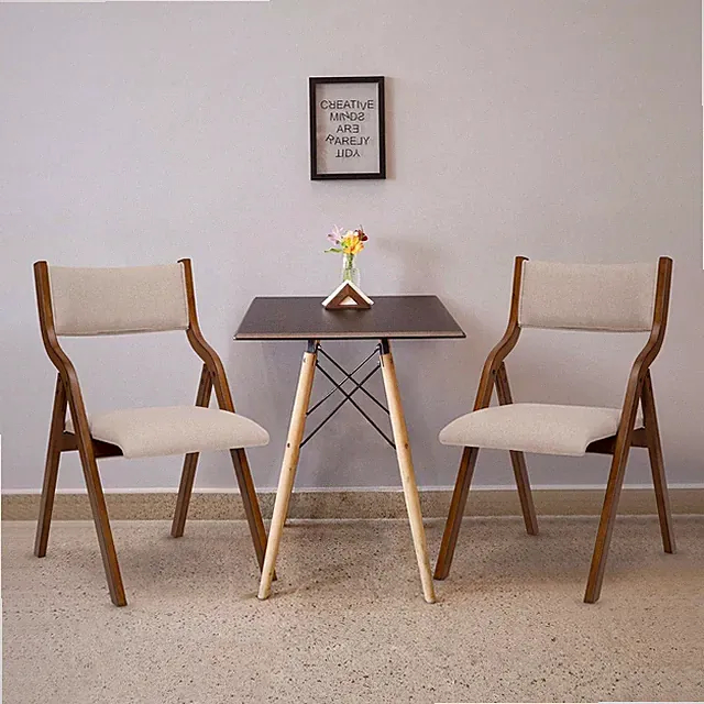 Set of 2 Modern Taupe Folding Dining Chairs, 18" Seat Height