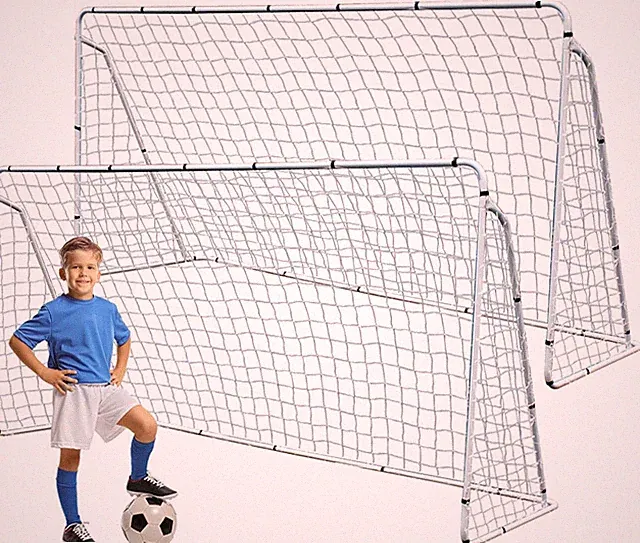 Set of 2 Portable 12' x 6' Soccer Goal for Backyard Heavy Duty Steel Frame w/Net