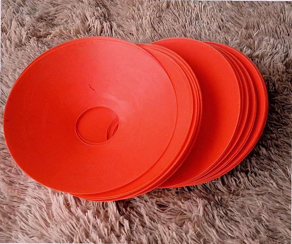 Set of 20 Orange Flat Soccer Training Disc Cones Marker Cones Sports Agility