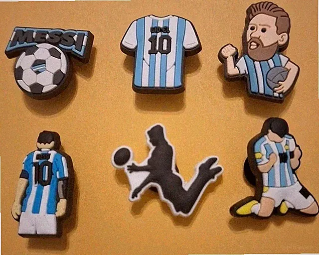 Set Of 6 Lionel Messi Shoe Charms Compatible With Crocs Soccer Football