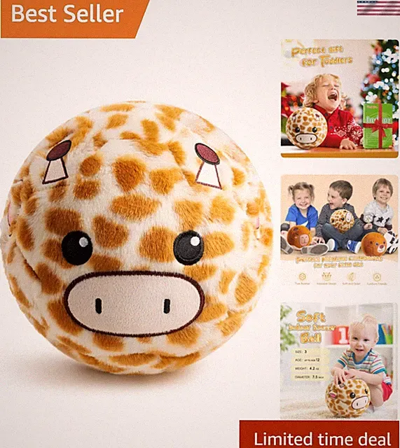 Silent Indoor Soccer Balls for Toddlers 1-3, Inflatable Soft Plush Baby Toddl...