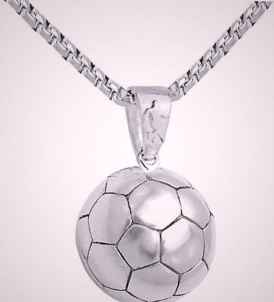 Silver Soccer Ball Necklace, Futball Pendant - MLS, Messi, Ronaldo, World Cup