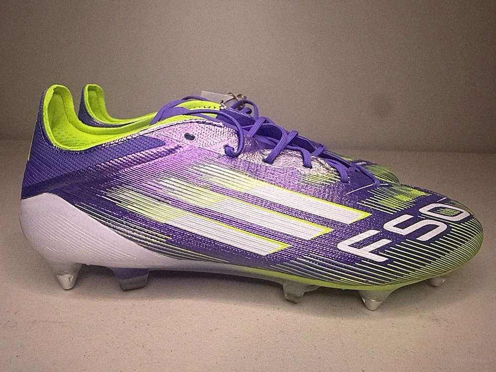 Size 10.5 Men’s Adidas F50 Elite SG Soft Ground Soccer Cleat Purple Green JH7633