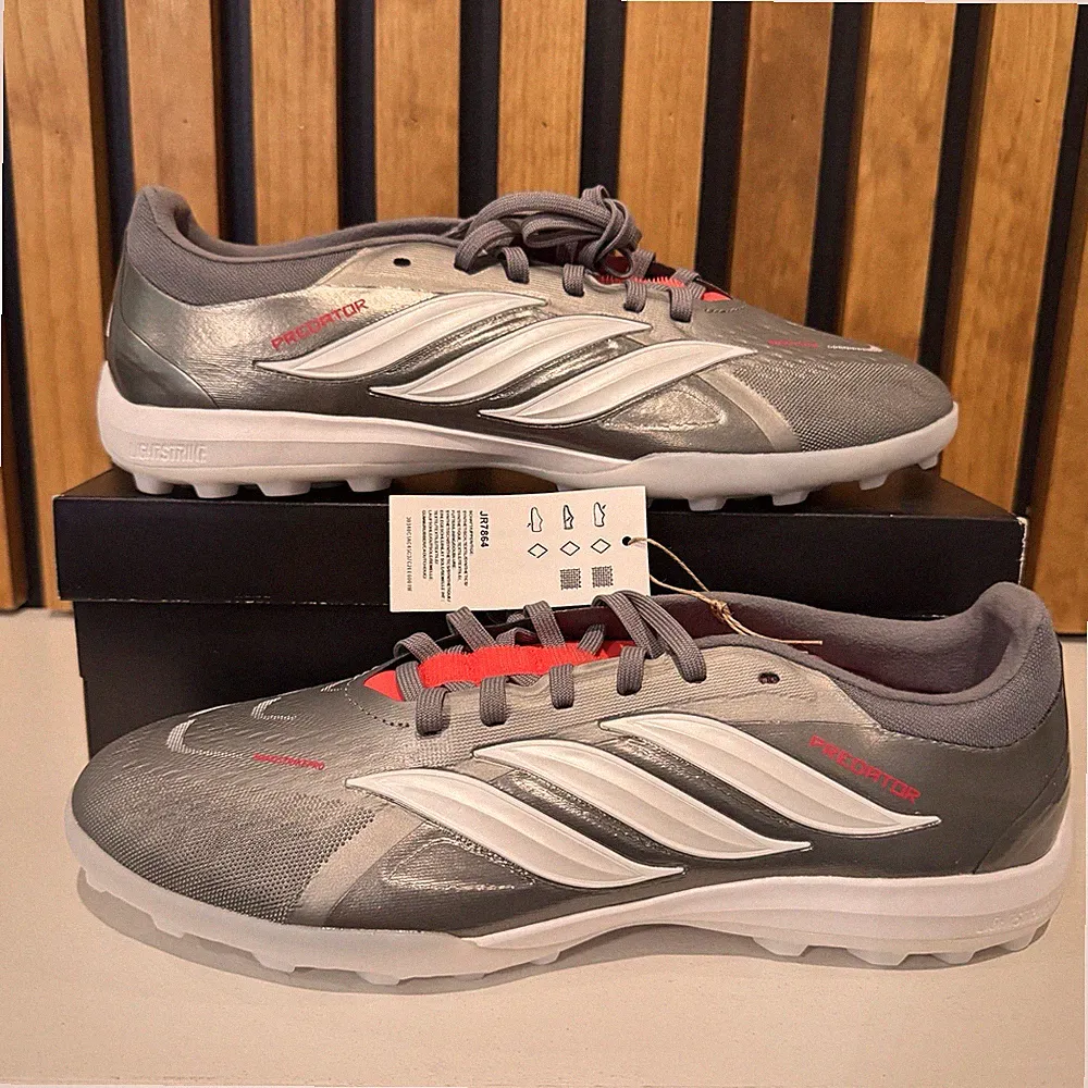 SIZE 10.5 MENS - adidas Predator Pro Turf Soccer Cleats Grey Red White JR7864