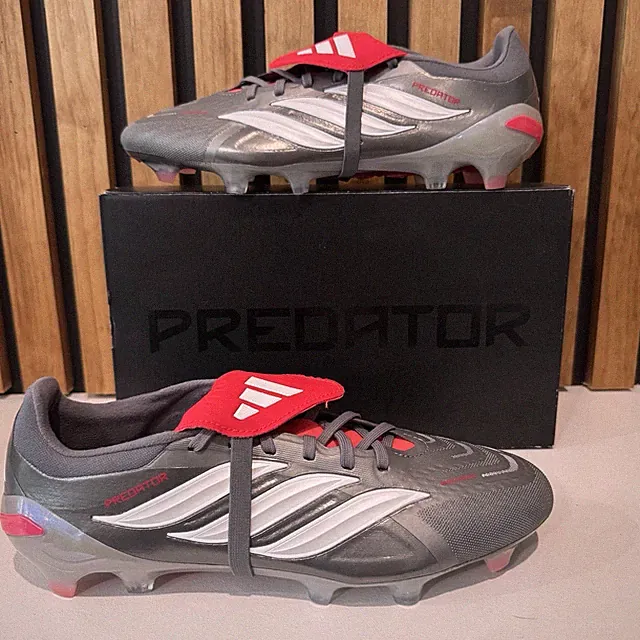 SIZE 10 MENS adidas Predator Pro Foldover Tongue FG Soccer Cleat Grey Red JR3324