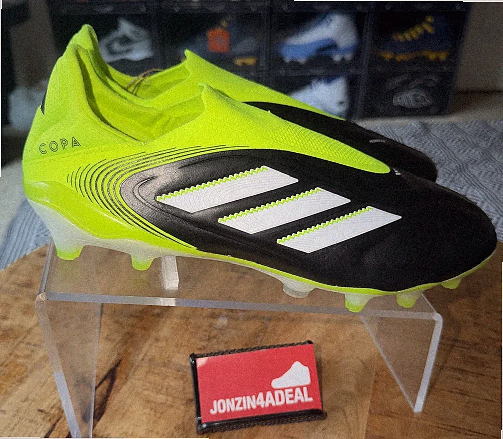 Size 12.5 Adidas Copa Pure 3 Elite Laceless FG Black Green Soccer Cleats JH6302
