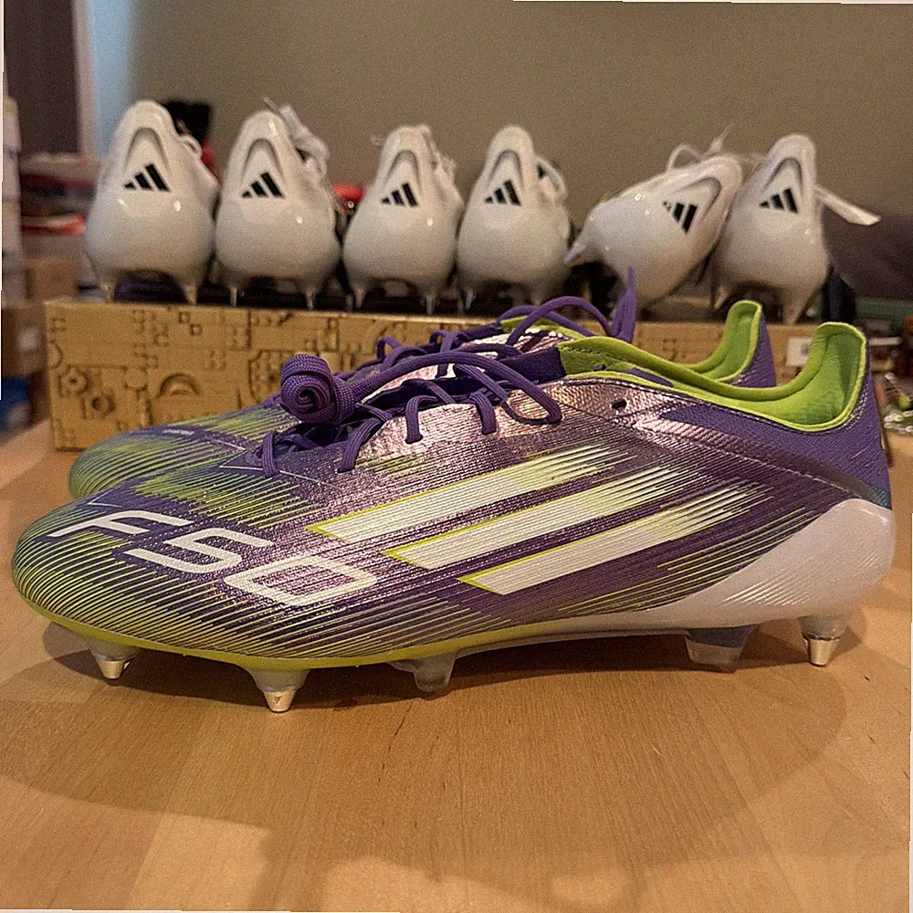 Size 12.5 - Adidas F50 Elite SG Purple Silver Mens Soccer Cleats JH7633 w/ Tool