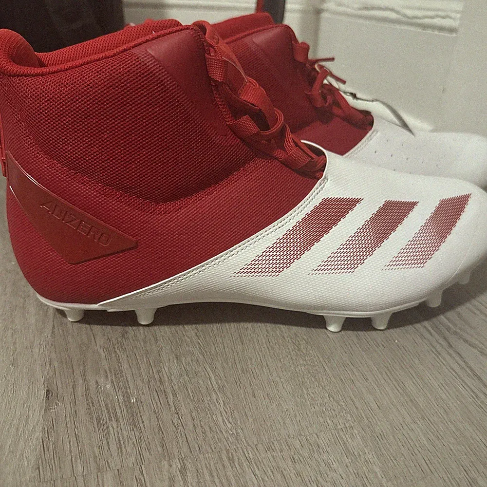 Size 13.5 SM Adidas Adizero Chaos White Red Lineman Football Cleats New