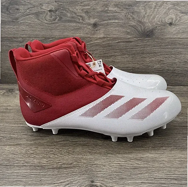 Size 14 SM Adidas Adizero Chaos White Red Lineman Football Cleats New