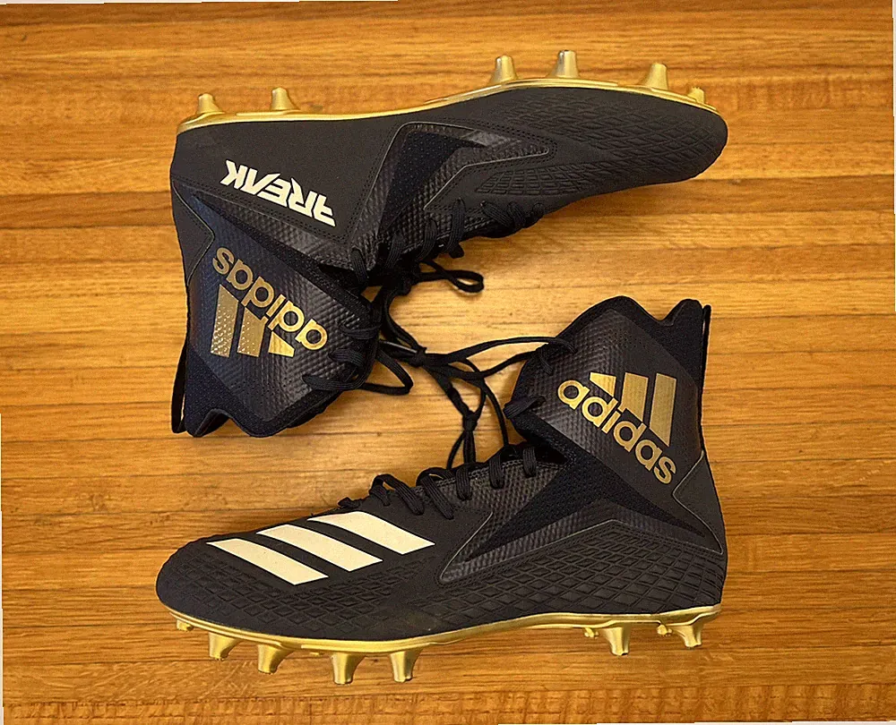 Size 14 Wide Adidas SM Freak High Football Cleats Navy Blue/Gold BC1012