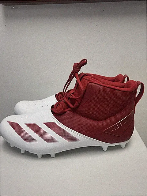 Size 15 Wide(EE)-Adidas Adizero Chaos White Red Lineman Football Cleats New