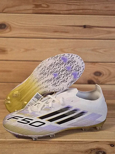 Size 2.5 - Adidas F50 FG Elite Soccer Cleats White Gold JH7713 Youth