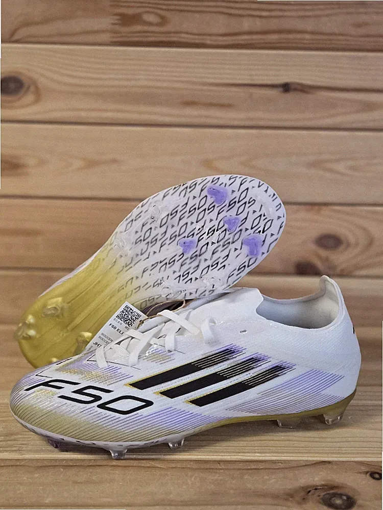 Size 1 - Adidas F50 FG Elite Soccer Cleats White Gold JH7713 Youth