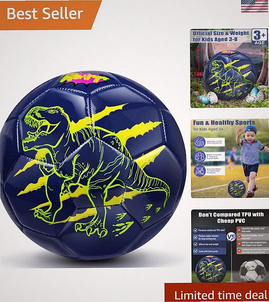Size 3 Soccer Ball for Boys Kid Ages 3 4-6 6-8 Outdoors Indoor Sports Recreat...