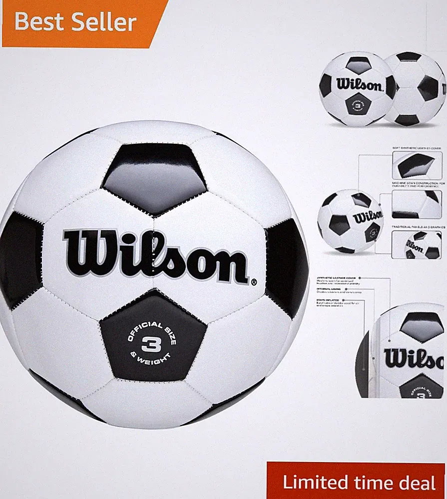 Size 3 Soccer Ball - Machine-Sewn with Butyl Rubber for Enhanced Performance