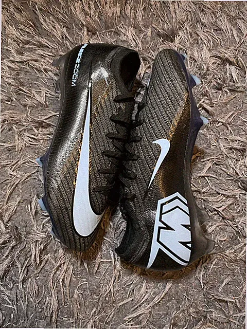 Size 4.5 Men Nike Air Zoom Vapor 16 Elite FG Black Blue Soccer Cleats FQ1457-001