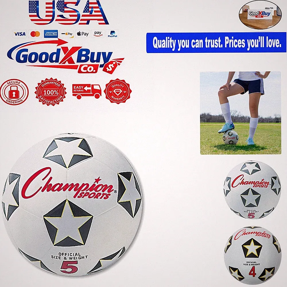 Size 4 Rubber Soccer Ball- Practice/Training- Durable Nylon-Wound Cover- Indo...