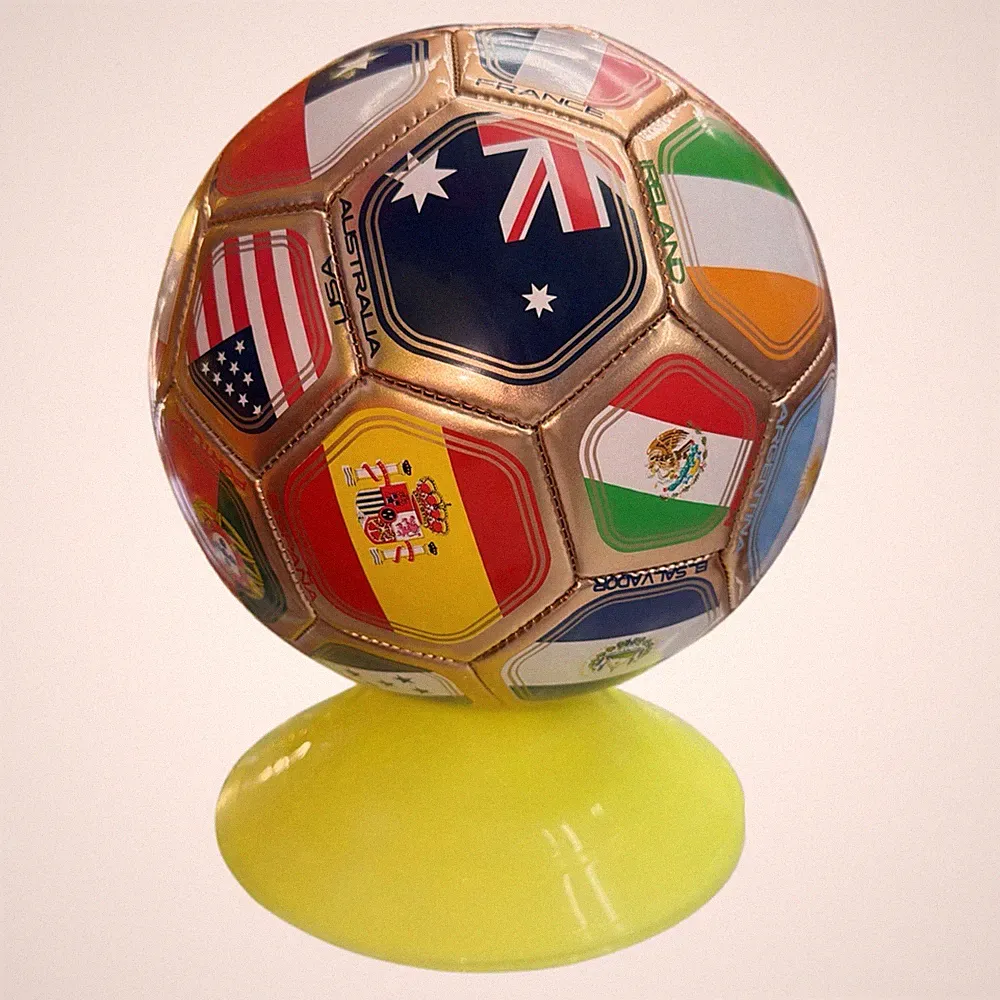 Size 5 Soccer Ball with Country Flags Gold Color