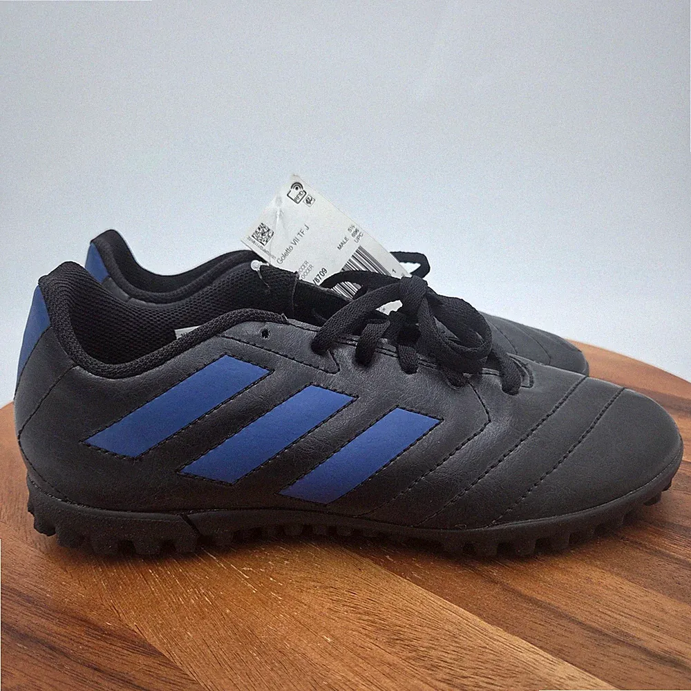 Size 6 Adidas Goletto VII Turf Male-Boys Soccer Cleats Blk-Blue FV8709