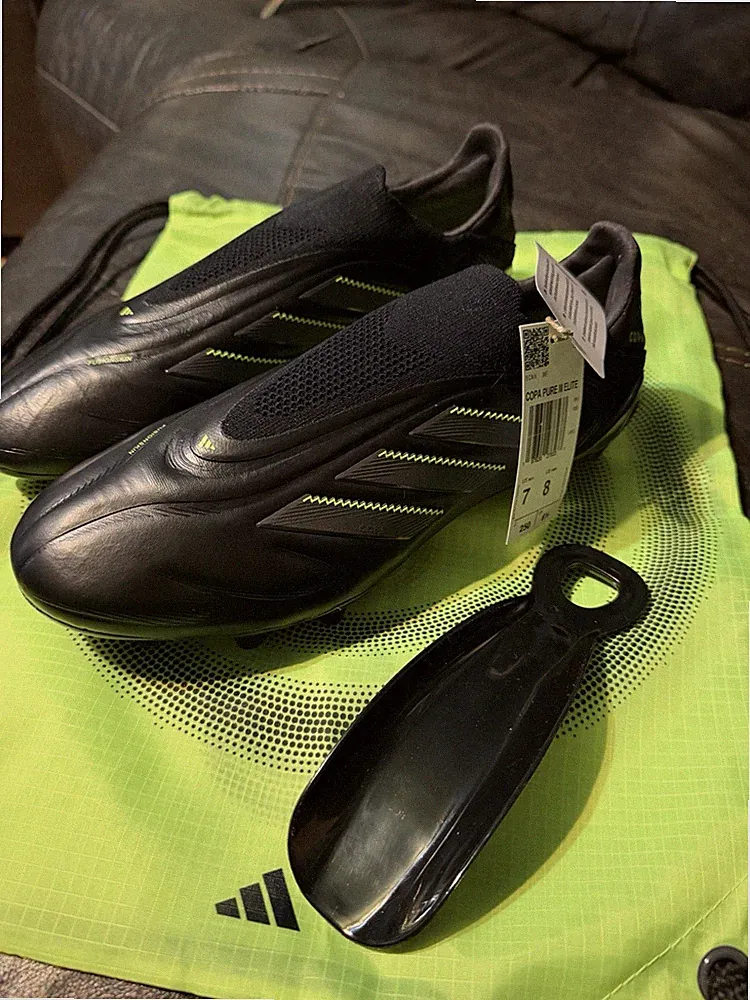 Size 7 Adidas Copa Pure 3 Elite Laceless FG Mens Black Soccer Cleats JS0652 New