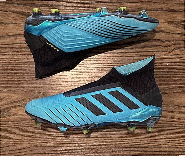 Size 8.5 Adidas Predator 19+ FG Boost Primeknit Blue Soccer Cleats F35613 RARE