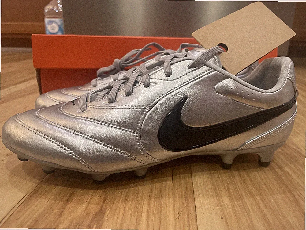 Size 8.5 - Nike Tiempo Ligera Pro FG Soccer Cleats - Silver Techleather HQ3158